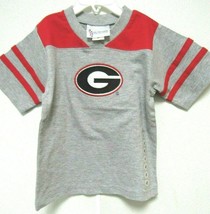 NCAA Georgia Bulldogs Circle G Logo Gray/Red Football Tee Two Feet Ahead... - $22.99