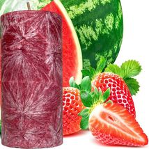 Strawberry Watermelon Scented Palm Wax Pillar Candle Hand Poured - £19.77 GBP+