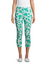 Time &amp; Tru Women&#39;s Capri Jeggings Green Floral Size SMALL (4-6) NEW Stretch - £13.47 GBP