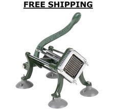 1/4&quot; Green Countertop Cast Iron French Fry Cutter Potato Straight Suctio... - $91.19