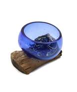 Molton Glass Mini Blue Bowl On Wood - £18.87 GBP