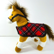 Hug Fun International Pony Horse Bridle Plush Plaid Blanket Stuffed Animal 12&quot; - £20.02 GBP