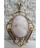 Vintage 10k Yellow Gold Carved Shell Cameo Pendant Victorian Lady Art No... - $1,889.42 MXN