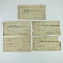 Columbus Chicago &amp; Indiana Central Railway Co Way-Bills Antique 1869 Lot of 5 - £19.57 GBP