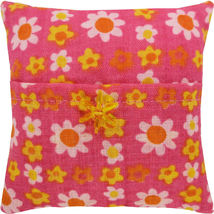 Tooth Fairy Pillow, Pink, Daisy Print Fabric, Yellow Flower Bead Trim fo... - $4.95