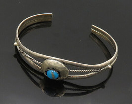 NAVAJO 925 Silver - Vintage Turquoise Shiny Split Twist Cuff Bracelet - BT7707 - £141.21 GBP