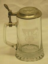 Winston Advertising Lidded Glass Stein Tankard Mug Bar Barware - $19.79