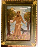 Original Mexican Folk Art Francisco Hand Painted Tin Wood Frame - £23.36 GBP
