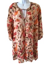 NWOT JOHNNY WAS TUNIC DRESS Peach FLORAL Print EMBROIDERED Size Small - £103.58 GBP