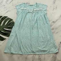 Eileen West Womens Nightgown Size M Blue Floral Lace Trim Short Sleeve C... - $28.70