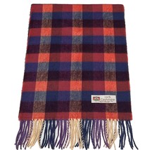 New Women&#39;s 100% CASHMERE SCARF Wrap Made in England Plaid Purples / Coral #K06 - £6.86 GBP