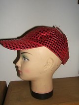 D&amp;F Designs Vibrant Red Sparkle Baseball Cap w/ Adjustable Back (NWT) - £7.87 GBP