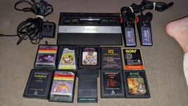 Atari 2600 Jr   Rainbow w/  joysticks adapters, 10 GAMES ALL TESTED  - $148.49