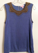 Lilly Pulitzer Indigo Blue Beaded Neckline Sleeveless Sweater Size S Tank - $23.50