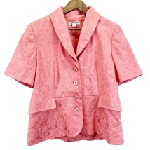Pendleton Size 14 Blazer Jacket Peplum Brocade Floral Peachy Pink Spring Easter - £26.94 GBP