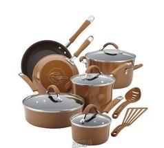 Rachael Ray Cucina Nonstick 12-Piece Enamel Cookware Set Brown - £187.84 GBP