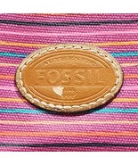 FOSSIL Ladies Clutch Wallet Pink-Purple Stripe 3 Pocket Zip Around Closu... - $241.67 MXN