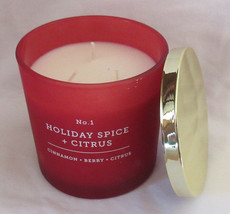 Kirkland&#39;s 13 Oz Large Jar 3-Wick Candle 28-32 Hrs No. 1 Holiday Spice + Citrus - £21.64 GBP