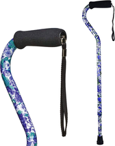 Adjustable Designer Cane with Offset Handle, Comfort Grip and Strap, Tiny Flower - $36.35