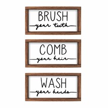 Bathroom Sign &amp; Plaque (Set Of 3) Wash Your Hands Brush Your Teeth Comb Your Hai - £32.32 GBP