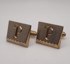 Cufflink Set Mens Hickok Mid Century Design Gold Tone P Monogram - £35.91 GBP