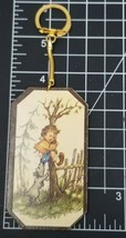 Kids Kissing and Dog Chasing Kid Up Tree Keychain Vintage Wood  - £9.95 GBP