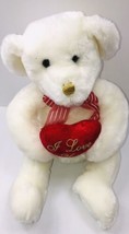 Dan Dee Collectors Choice White Bear Plush Red I Love You Heart With Bow 17” - $13.80