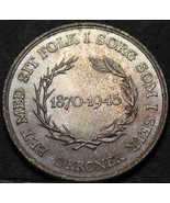 Denmark 2 Kroner, 1945 Gem Unc Silver~RARE~Kings 75th Birthday~156,642 M... - £57.94 GBP