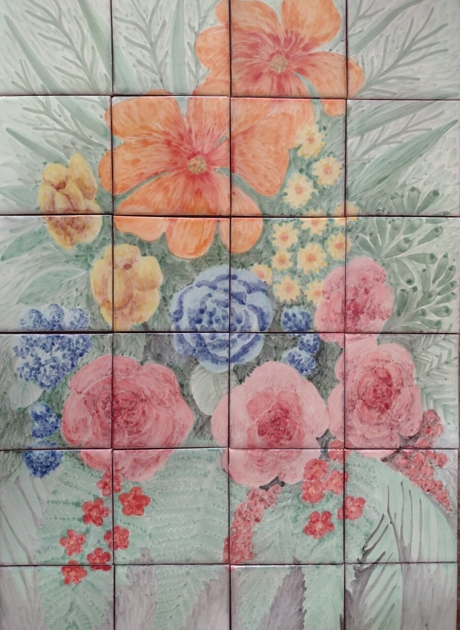 Mexican Talavera Mural - Flores6 - - $180.00