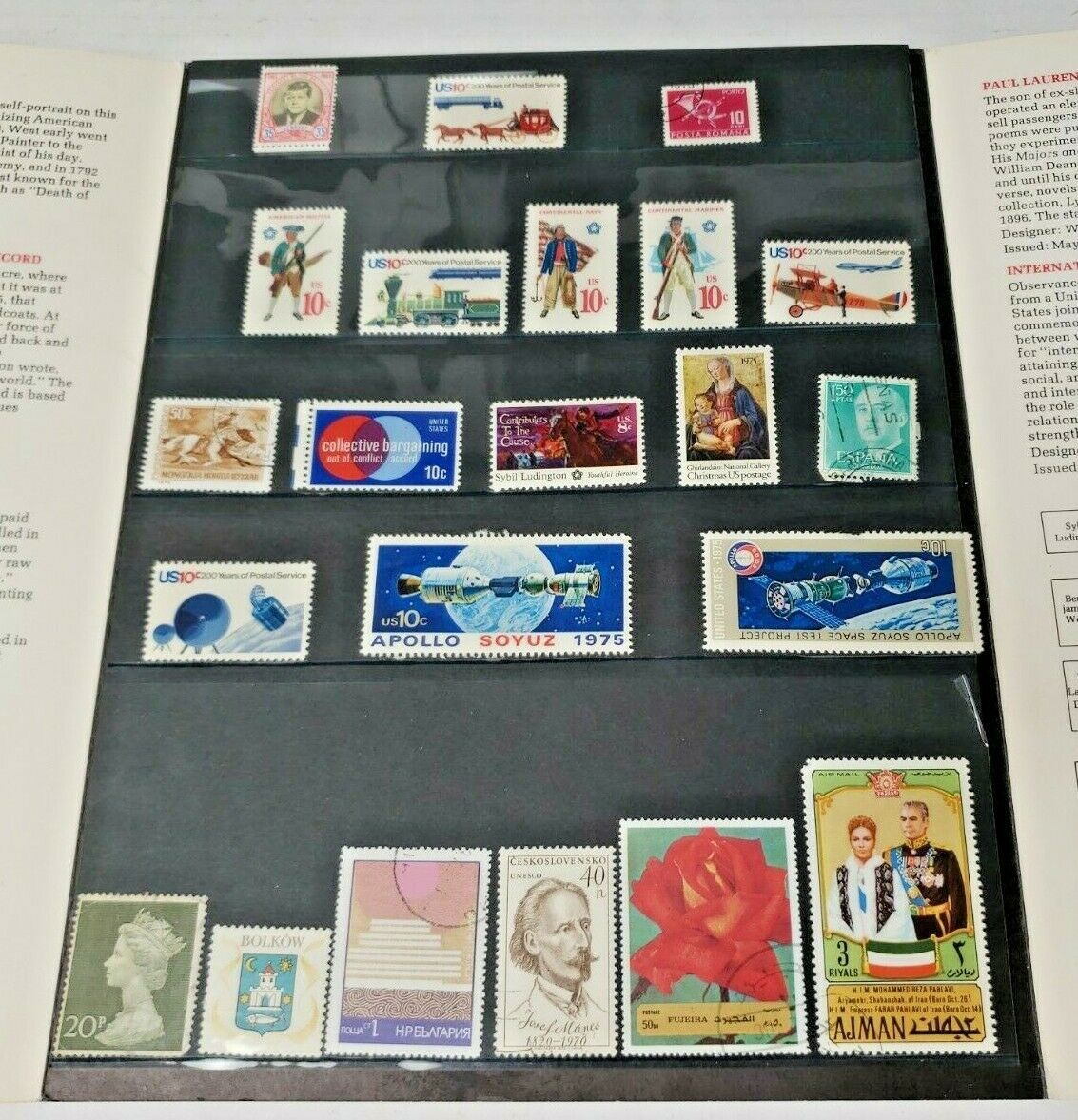 Vintage 1975 Stamp Collection Lot of 26 Old Stamps W/ USPS Folder - £22.90 GBP