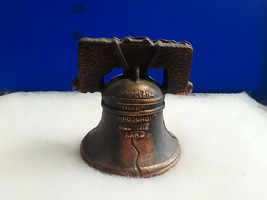 Old Vtg Cast Iron Liberty Bell Piggy Bank Savings Bank Americana - $39.95