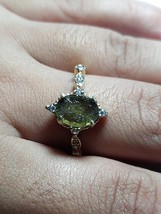 925 Silver Certified Natural Raw Moldavite Gemstone Handmade Unique Ring For Her - £47.84 GBP