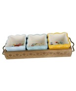 Pioneer Woman ~ Four (4) Piece ~ Floral Medley Condiment~Snack Set ~ Woo... - £29.41 GBP