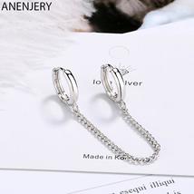 ANENJERY 2022 New Double Ear Hole Link Chain Hoop Earring For Women Ear Jewelry  - £7.48 GBP