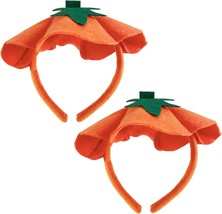 2 Pcs Halloween Pumpkin Headband Green Leaf Pumpkin Hair Hoops Orange Pumpkin He - £16.56 GBP