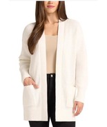 Max &amp; Mia Womens Cardigan Sweater Ivory Pockets Open Front Cotton - $808.12 MXN