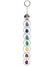 Rainbow Tree of Life Long Tumbled Stone Chain Hanging Ornament Healing Crystals  - £17.40 GBP