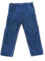 Sears Vintage 70s Carpenter Jeans Blue Scovill Zip Loop Workwear 46x31.5&quot; USA - £29.64 GBP