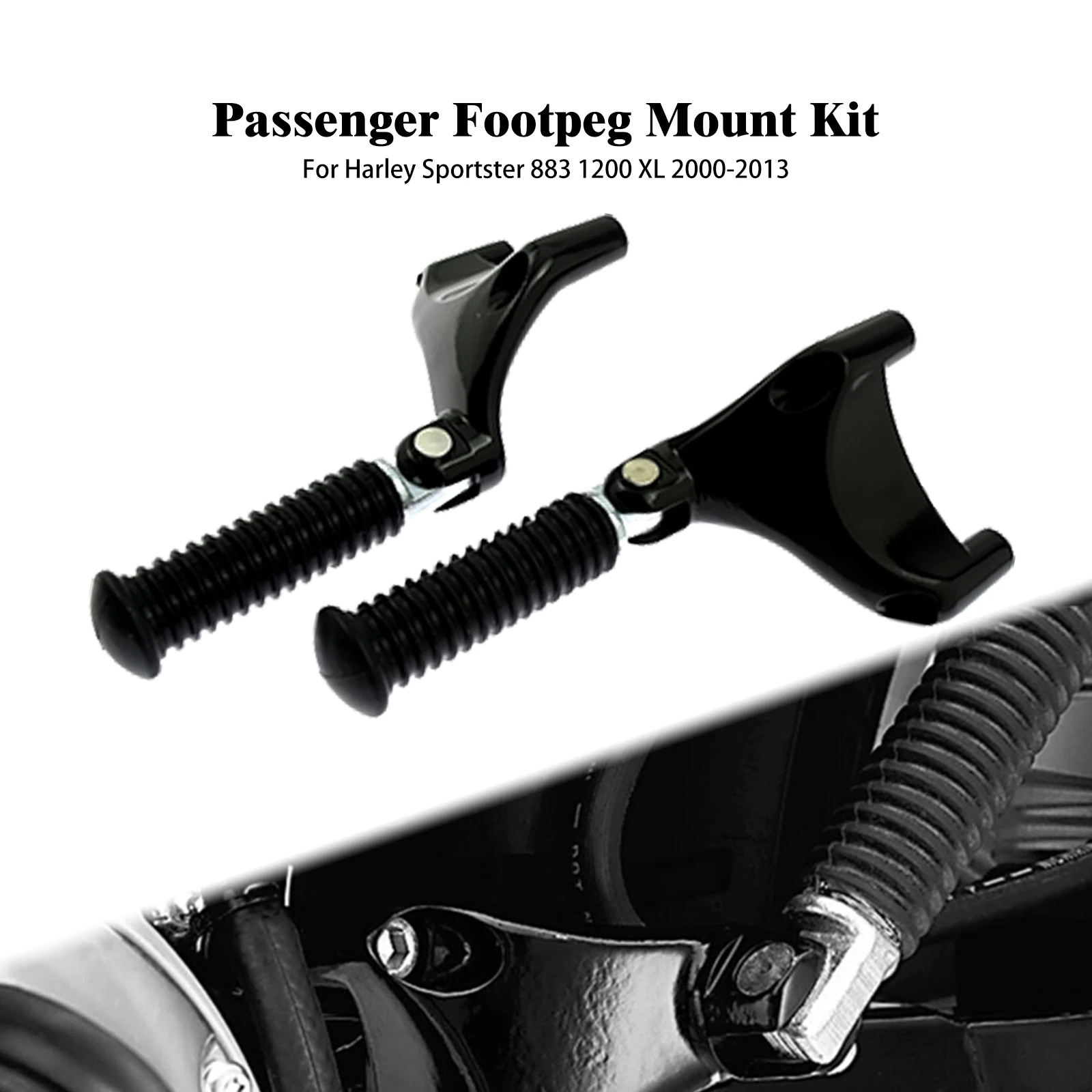 Passenger footpeg footrest pedal mount kit black for harley sportster xl 1200 883 forty thumb200