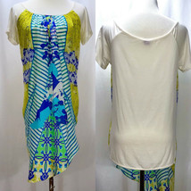 Save The Queen Asymmetrical Mixed Prints Silky Knit Top Cover Up Stretch... - $435.00
