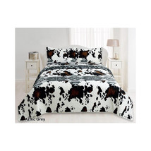 Cow &amp; Aztec Print Western Bedding Set   Queen &amp; King Quilt Bedspreads Queen Velv - £76.25 GBP