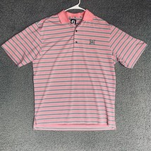 FootJoy Polo Shirt Adult Medium M Pink Gray Stripped Preppy Rugby Mens 46” - £14.87 GBP