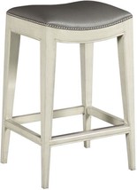 Bar Stool WOODBRIDGE Tapered Splayed Legs Gray Vinyl Top-Grain Leather - £926.45 GBP