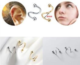1PC 18K 925 Sterling Silver 24G Spiral Twisted Ear &amp; Nose Piercing - £5.58 GBP