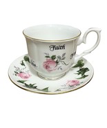 Vintage Duchess Bone China Teacup Saucer Faith Hope Love Roses Ivy Gold ... - $23.75