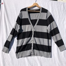 Torrid Size 2 Black Grey Striped Cardigan Sweater 100% Cotton - £19.32 GBP