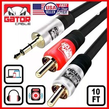 AUX 3.5mm Auxiliary Male to 2 RCA Y Cable Stereo Audio Adapter Converter... - $11.99