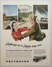 1950 Print Ad Greyhound Bus WW2 Soldier Returns Home to Wife with German Helmet - £11.74 GBP