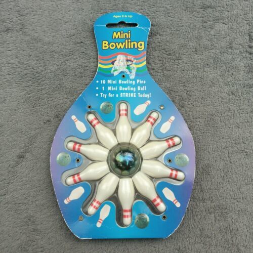 Primary image for Vintage Mini Tabletop Bowling Set New Sealed Packaging Has Wear Marble Ball