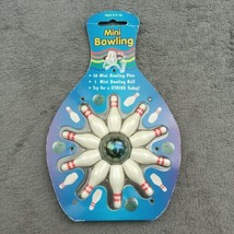 Vintage Mini Tabletop Bowling Set New Sealed Packaging Has Wear Marble Ball - $9.50
